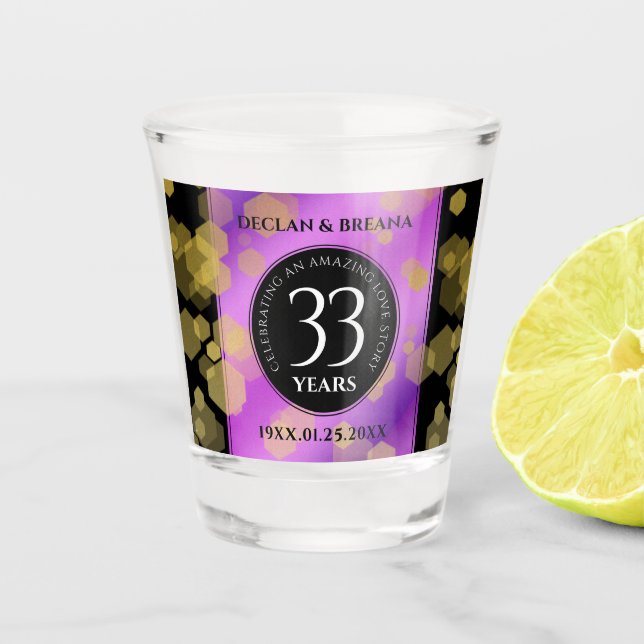 Elegant 33. Geburtstag von Amethyst Schnapsglas (Vorderseite)