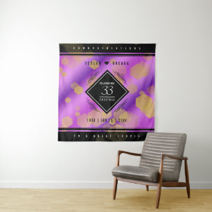 Elegant 33rd Amethyst Wedding Anniversary Tapestry Wandteppich