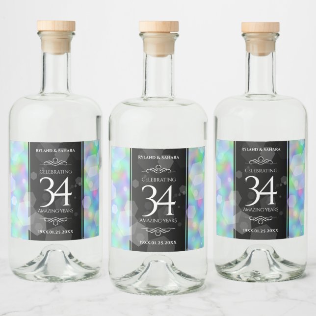 Elegant 34. Opal Hochzeitstag Alkoholflaschenetikett (Flaschen)