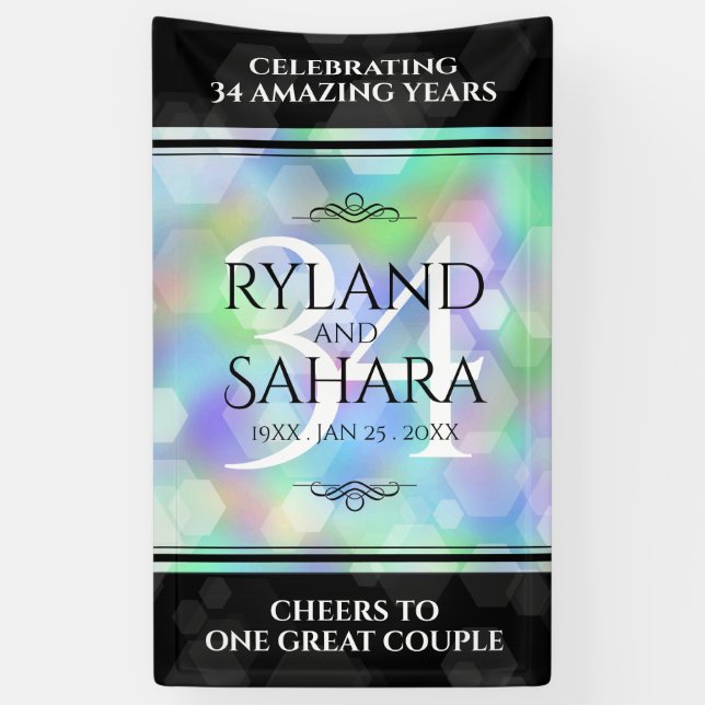Elegant 34. Opal Hochzeitstag Banner (Vertikal)