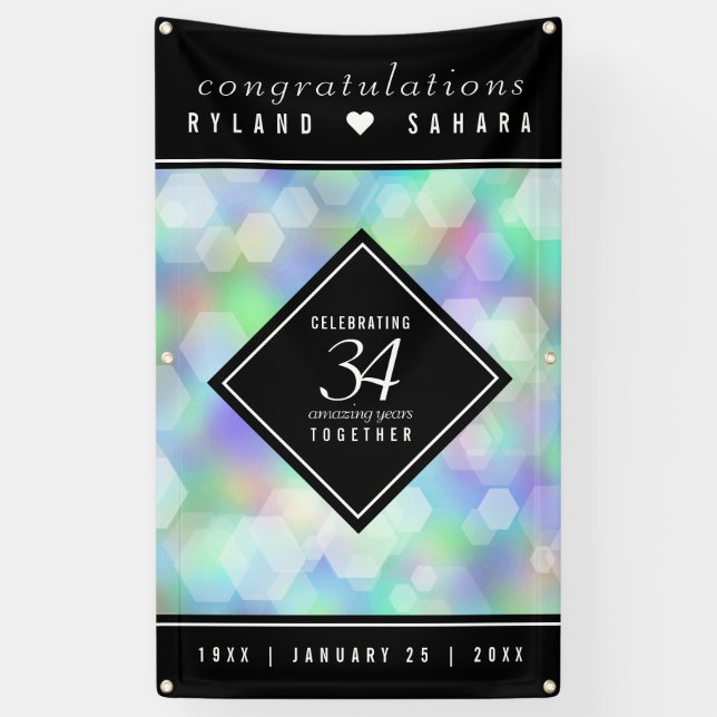 Elegant 34. Opal Hochzeitstag Banner (Vertikal)