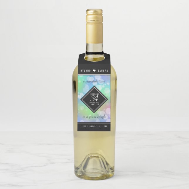 Elegant 34. Opal Hochzeitstag Flaschenanhänger (Auf Flasche)