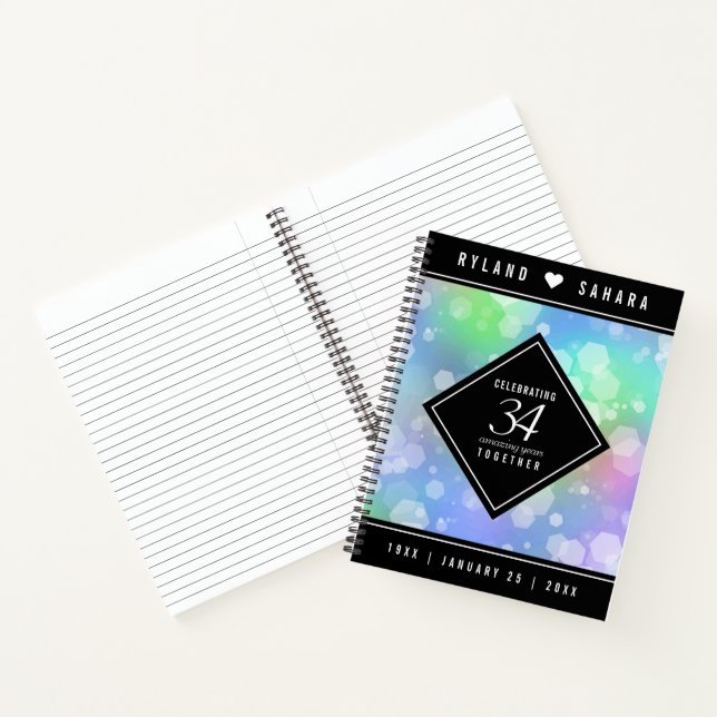Elegant 34. Opal Hochzeitstag Notizbuch (Innenseite)