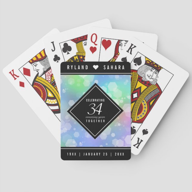 Elegant 34. Opal Hochzeitstag Spielkarten (Rückseite)