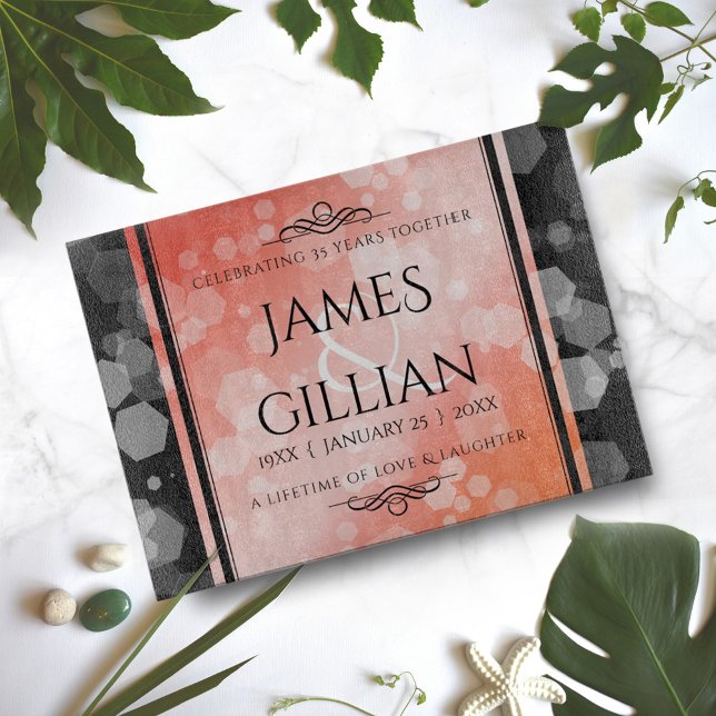 Elegant 35th Coral Wedding Anniversary Celebration Schneidebrett (Von Creator hochgeladen)