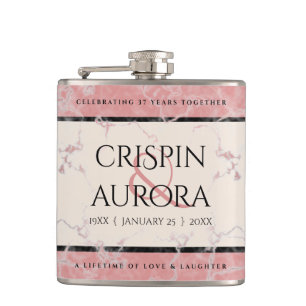 Elegant 37. Alabaster Hochzeitstag Flachmann