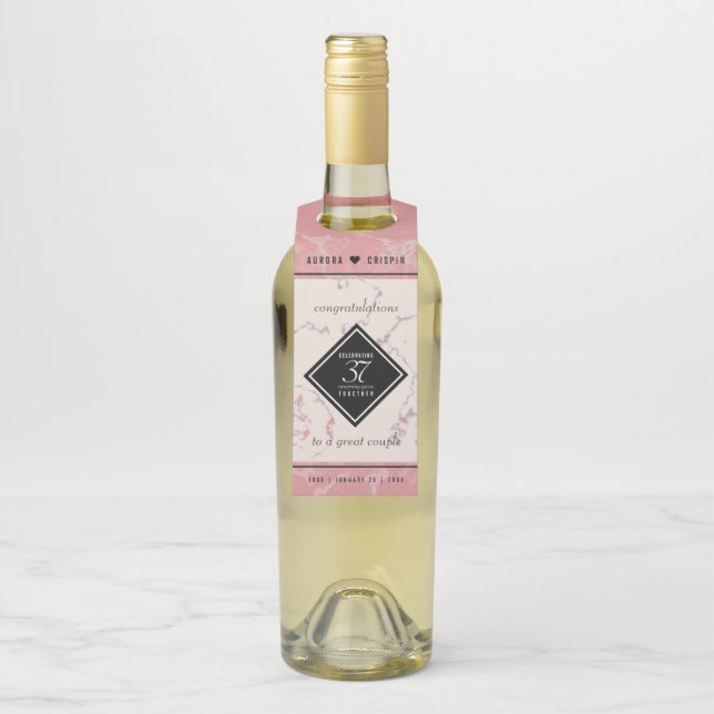 Elegant 37. Alabaster Hochzeitstag Flaschenanhänger (Auf Flasche)