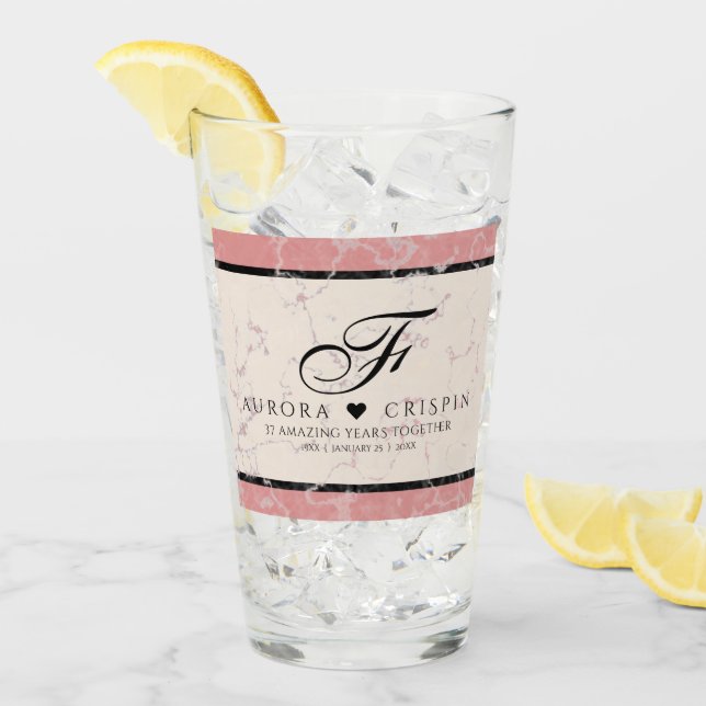 Elegant 37. Alabaster Hochzeitstag Glas (Vorderseite Ice)