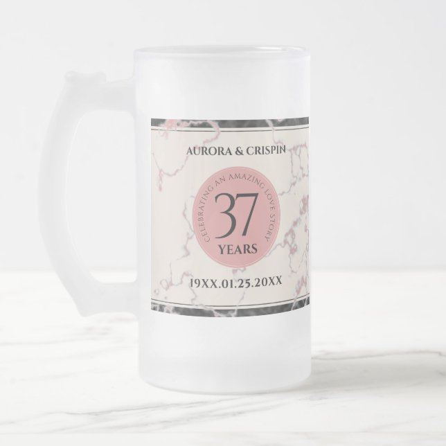 Elegant 37. Alabaster Hochzeitstag Mattglas Bierglas (Links)