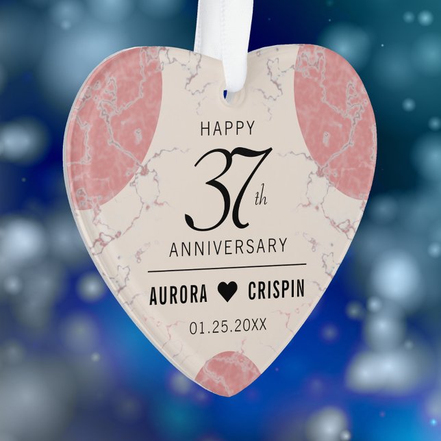 Elegant 37. Alabaster Hochzeitstag Ornament (Elegant 37th Alabaster Wedding Anniversary Acrylic Ornament Cover Photo.)