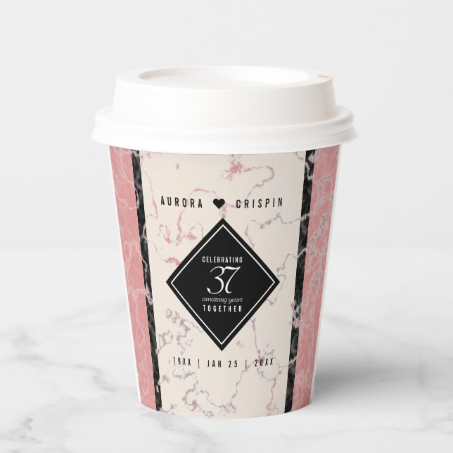 Elegant 37. Alabaster Hochzeitstag Pappbecher (Vorderseite)