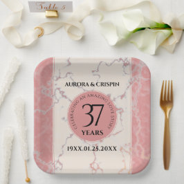 Elegant 37. Alabaster Hochzeitstag Pappteller