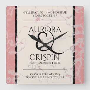 Elegant 37. Alabaster Hochzeitstag Quadratische Wanduhr