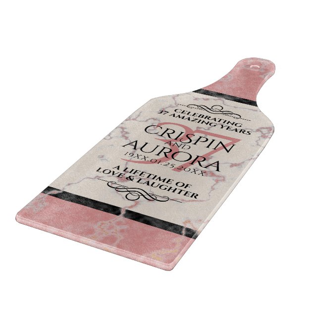 Elegant 37. Alabaster Hochzeitstag Schneidebrett (Ecke)