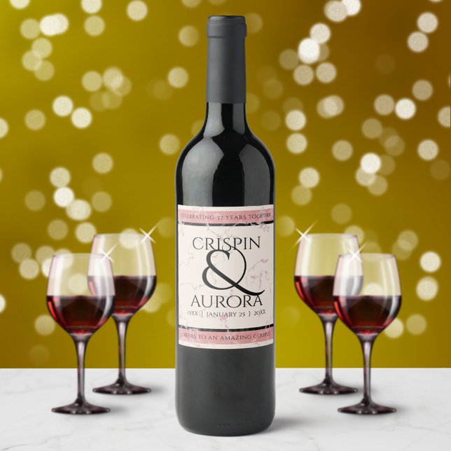 Elegant 37. Alabaster Hochzeitstag Weinetikett (Von Creator hochgeladen)