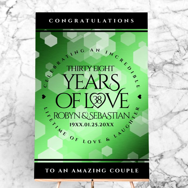 Elegant 38. Emerald Wedding Jubiläum Acrylschild (Elegant 38th Emerald Wedding Anniversary Acrylic Sign Cover Photo)