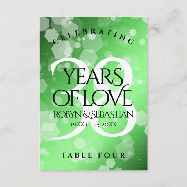 Elegant 38. Emerald Wedding Jubiläum Dankeskarte (Vorderseite)
