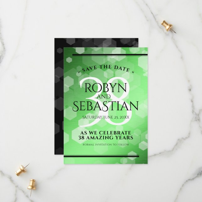 Elegant 38. Emerald Wedding Jubiläum Save The Date (Vorderseite/Rückseite Beispiel)