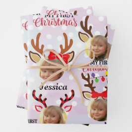 Elegant 3 Farben Gold Frohe Weihnachtswrapping Pap Geschenkpapier Set