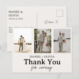 Elegant 3 Foto Budget Hochzeit Vielen Dank Postkarte