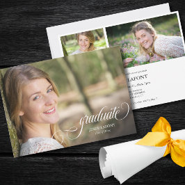 Elegant 3 Foto Calligraphy Abschluss Einladung