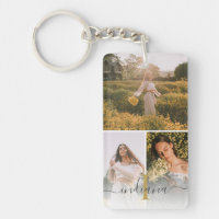Elegant 3 Foto Monogram Custom Graduate Keepake