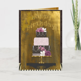 Elegant 3 Layer Cake Personalized Birthday Karte