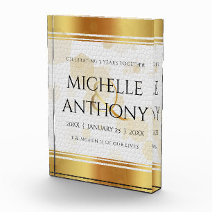 Elegant 3. Lederhochzeit Fotoblock