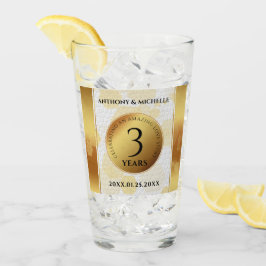 Elegant 3. Lederhochzeit Glas