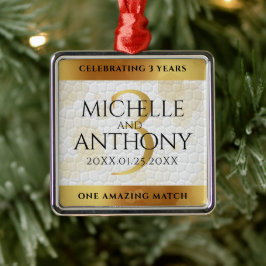 Elegant 3. Lederhochzeit Ornament Aus Metall