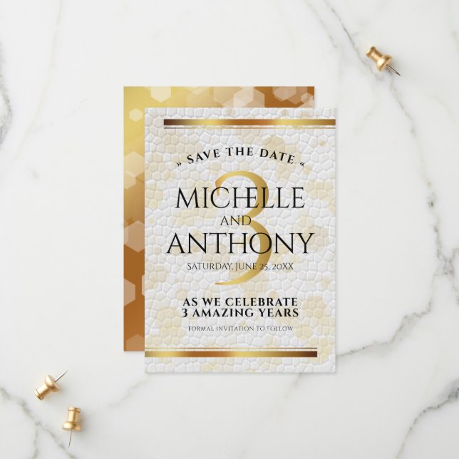 Elegant 3. Lederhochzeit Save The Date (Vorderseite/Rückseite Beispiel)