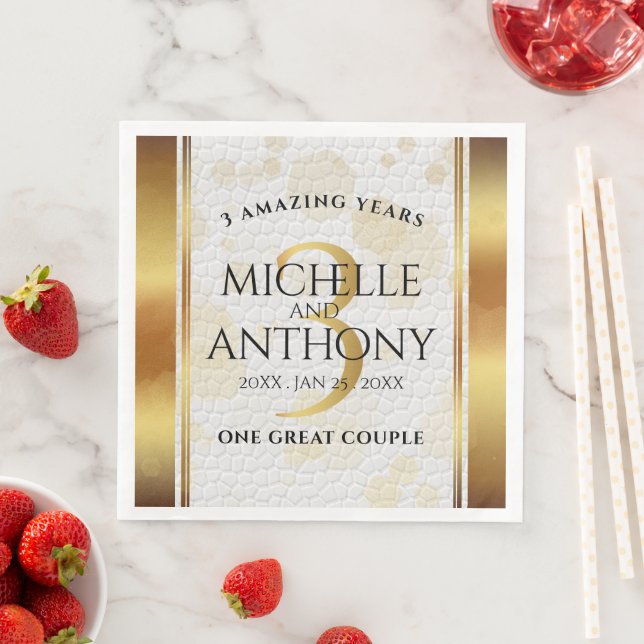 Elegant 3. Lederhochzeit Serviette (Beispiel)