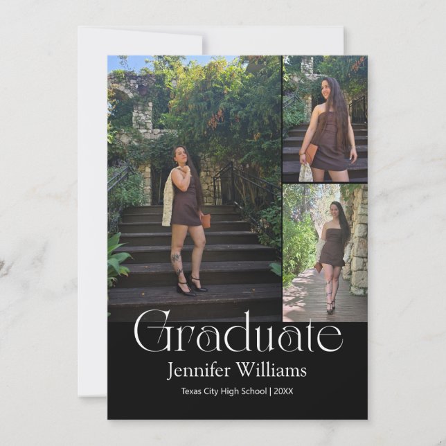 elegant 3 photo graduation 2026 announcement card  einladung (Vorderseite)