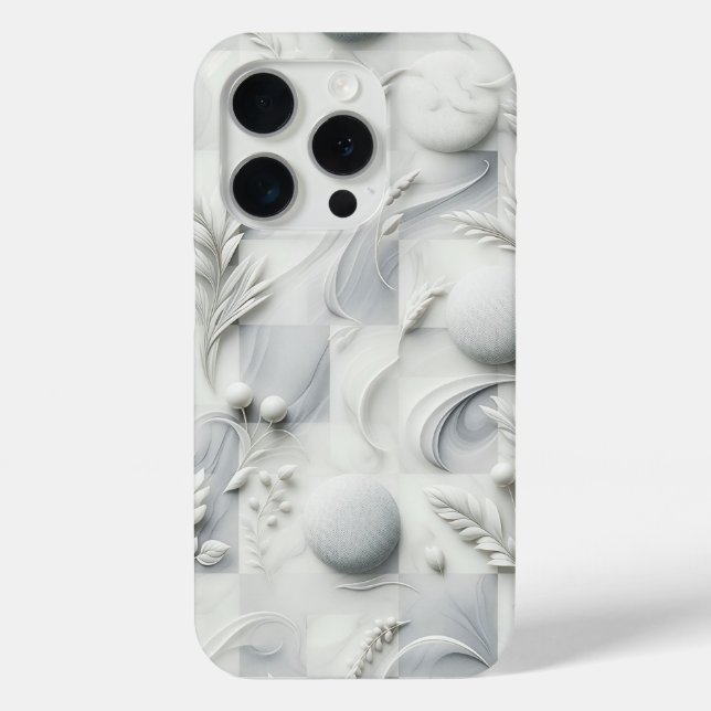 Elegant 3D Floral Marble Phone Case - White Relief (Rückseite)