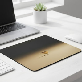 Elegant 3D Gold Heart Minimalist Black & Gold Grad Mousepad