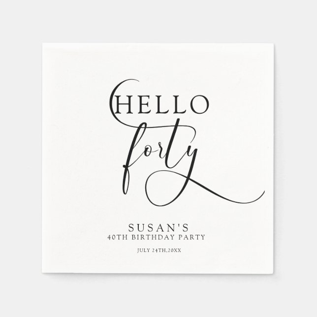 Elegant 40. 40. Geburtstag Serviette (Vorderseite)