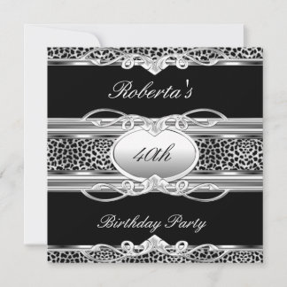 Elegant 40. 50. Geburtstagsparty Leopard Black Einladung