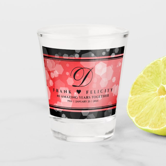 Elegant 40. 80. Ruby Wedding Jubiläum Schnapsglas (Vorderseite)