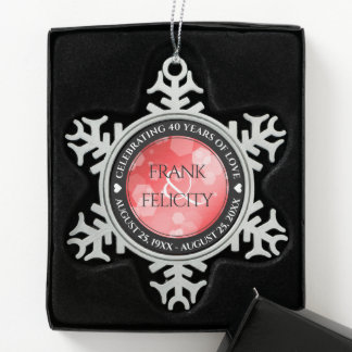 Elegant 40. 80. Ruby Wedding Jubiläum Schneeflocken Zinn-Ornament