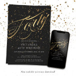 Elegant 40 Black Gold 40. Geburtstag Einladung<br><div class="desc">Elegant 40 Black Gold 40. Geburtstag Einladung. Elegante und stilvolle Geburtstagsparty Dekoration Kalligraphie Schriftart und Konfetti! Dieses Design ist elegant und zeitlos, perfekt für diese unvergessliche Feier. Der Text ist eine Imitat-Folie, die grafisch simuliert und nicht real ist. Die reale Version der Folie ist verfügbar, Karo aus der Sammlung.Benötigen Sie...</div>