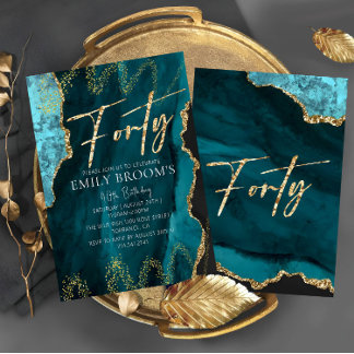 Elegant 40. Geburtstag 40 Gold Einladung