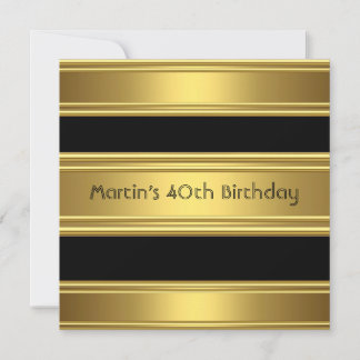 Elegant 40. Geburtstag Party Black Gold Mans Einladung