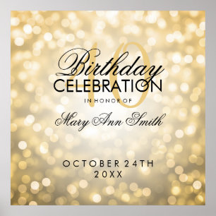 Elegant 40. Geburtstag Party Glitzer Lights Gold Poster
