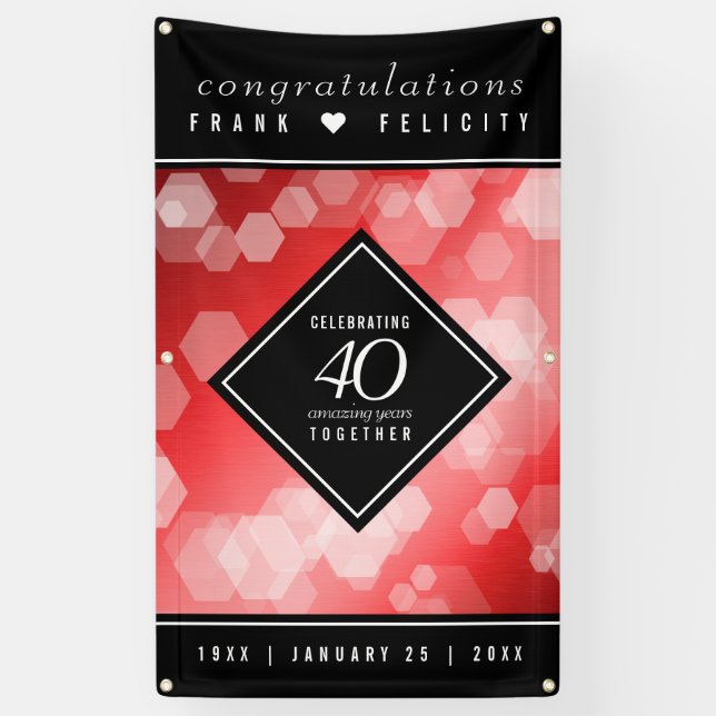 Elegant 40. Ruby Hochzeitstag Feier Banner (Vertikal)