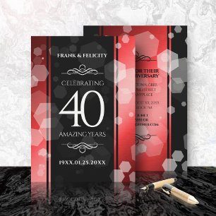 Elegant 40. Ruby Hochzeitstag Feier Einladung