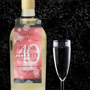 Elegant 40. Ruby Hochzeitstag Feier Flaschenanhänger