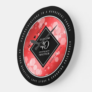 Elegant 40. Ruby Hochzeitstag Feier Große Wanduhr