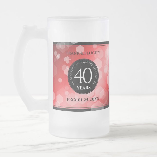 Elegant 40. Ruby Hochzeitstag Feier Mattglas Bierglas (Links)