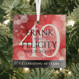 Elegant 40. Ruby Hochzeitstag Feier Ornament Aus Glas