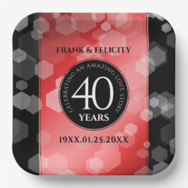 Elegant 40. Ruby Hochzeitstag Feier Pappteller